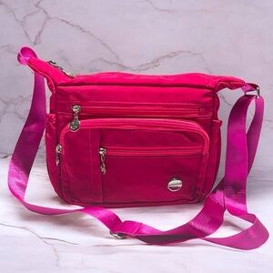 Jiel Shi Water-Resistant Nylon Crossbody/Shoulder Bag Bright Pink